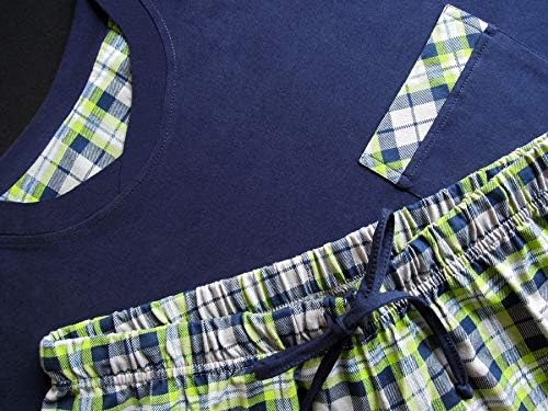 e.VIP® Herren Schlafanzug Chris SL 328A aus 100% Baumwolle S Marine/Grün, S Marine/Grün