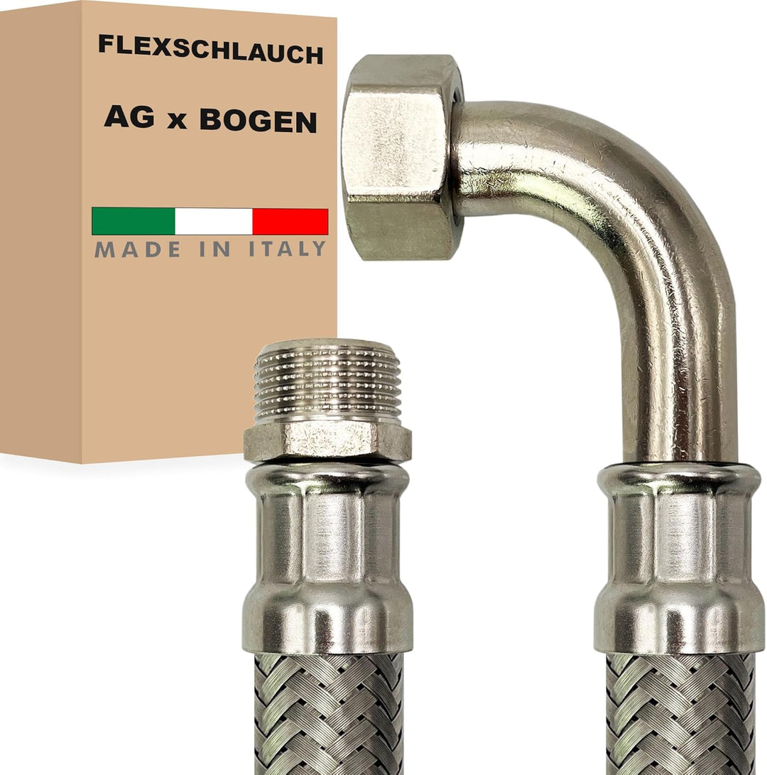 Flexschlauch DN25-1" Edelstahl Panzerschlauch Sanitär Hauswasserwerk - Made in Italy (1" AG x 1" BOG