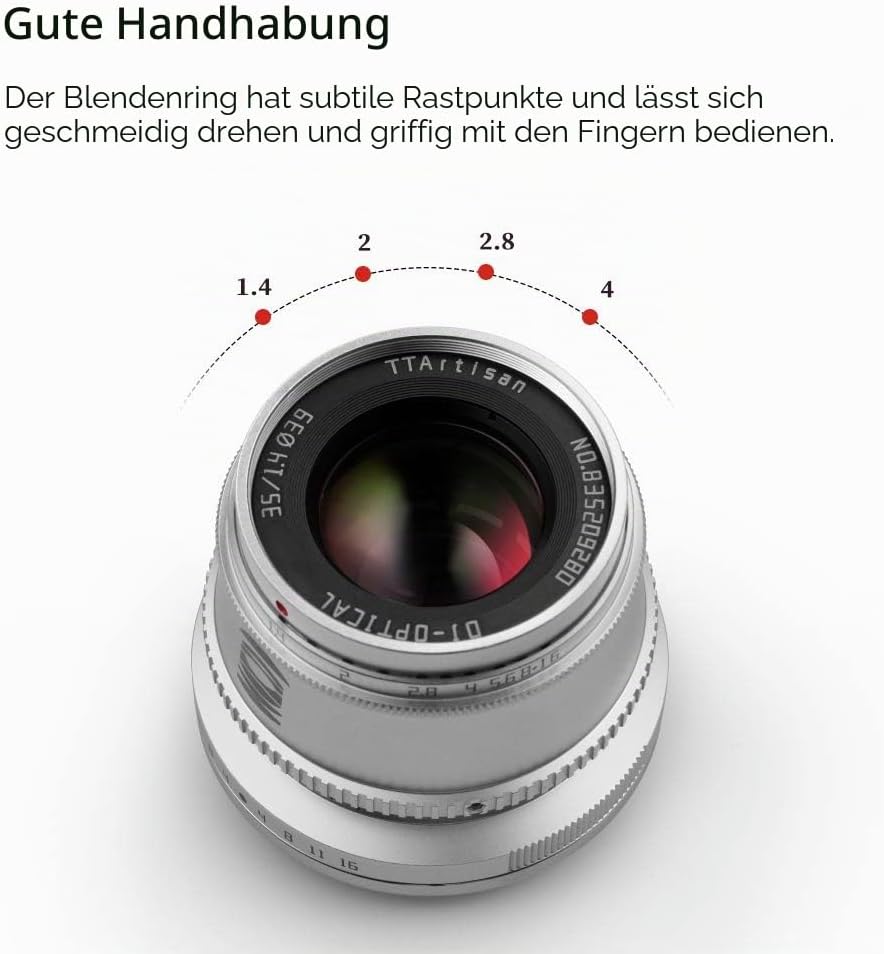 TT Artisan 35mm F1.4 APS-C Objekt Anschluss Fuji X Mount Black Weitwinkelobjektiv mit manuellem Foku