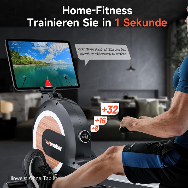 Wenoker Rudergerät mit Magnet-Fitnesstrainer, Rudergerät für Zuhause 32 Stufen Widerstand mit Exklus