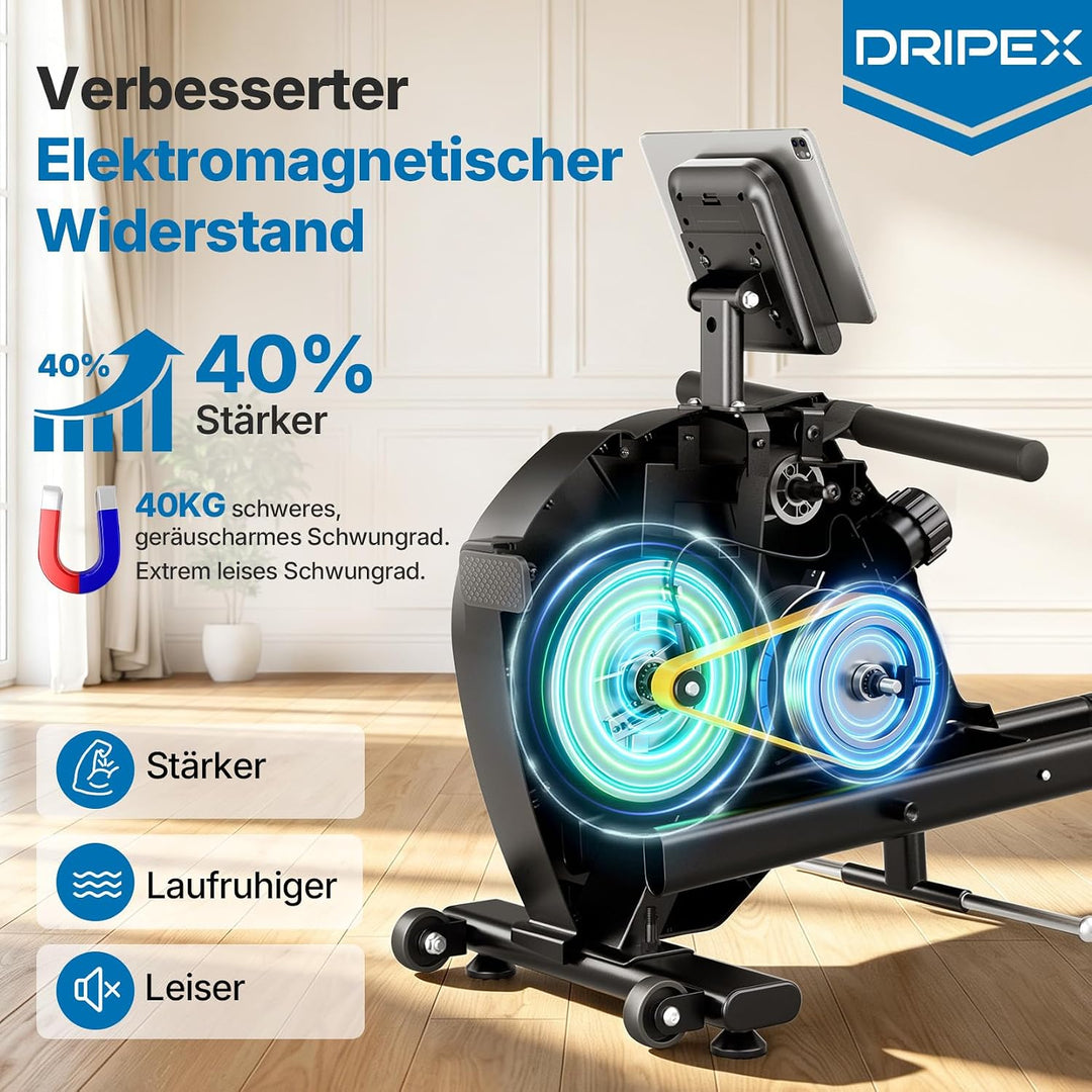 Dripex Magnetisches Rudergerät für Zuhause mit 16 Widerstandsstufen, Rudergerät für Zuhause mit LCD-