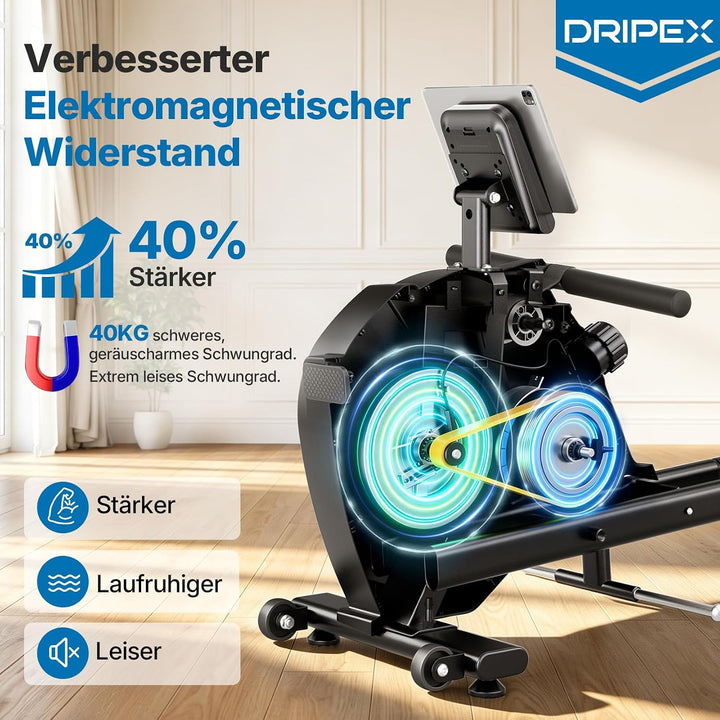 Dripex Magnetisches Rudergerät für Zuhause mit 16 Widerstandsstufen, Rudergerät für Zuhause mit LCD-