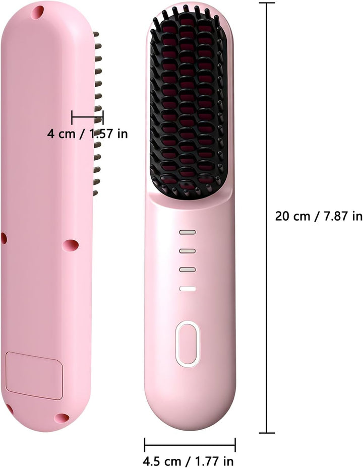 HENGBIRD Kabellose Glättbürste Pink Edition – 3-in-1 Haarglätter Bürste Zum Glätten, Locken & Pflege