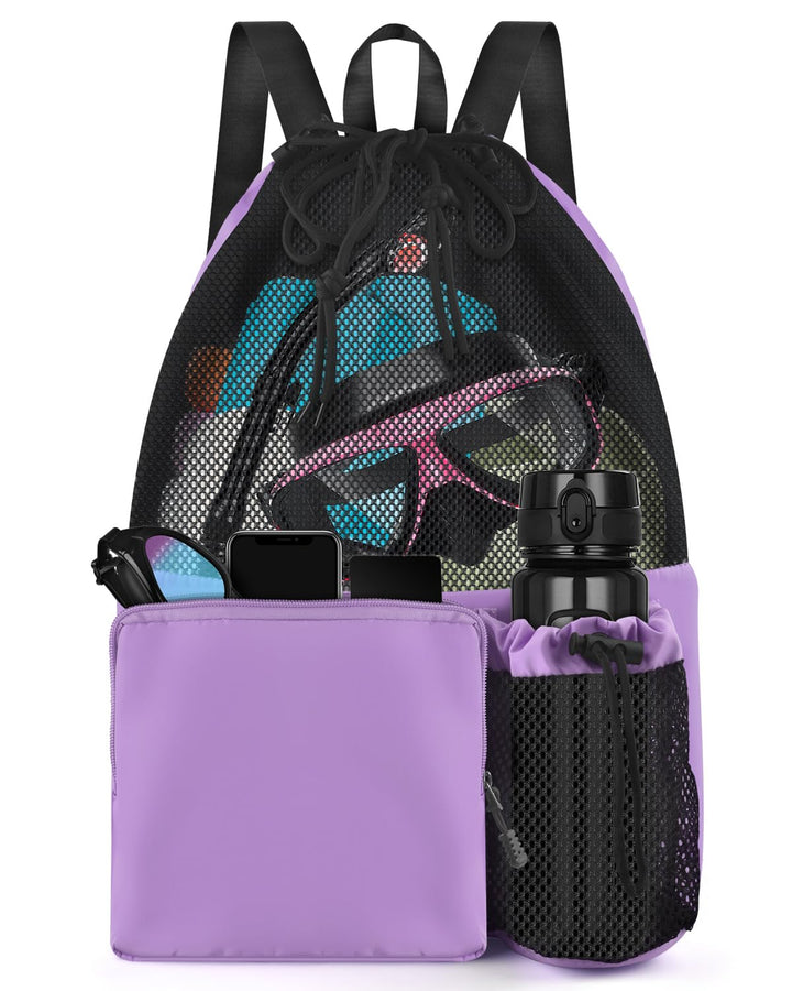 BROTOU Schwimmen Tasche, Schwimmtasche Mesh-Rucksack mit Kordelzug, Strandrucksack Turnbeutel Sportb