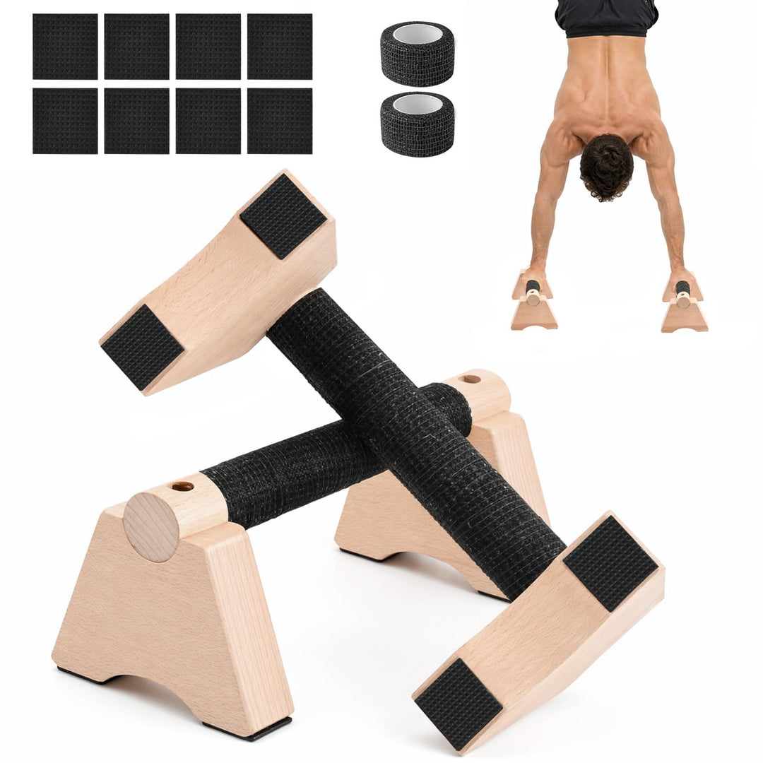 2er Set Liegestützgriffe aus Holz,25cm Handstand Griffe,Calisthenics Griffe,Holz Parallettes,Push Up