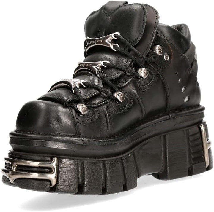 New Rock 106 Stiefeletten für Herren, Schwarz, mit Plattform und Verzierungen, Metallic, Urban Black