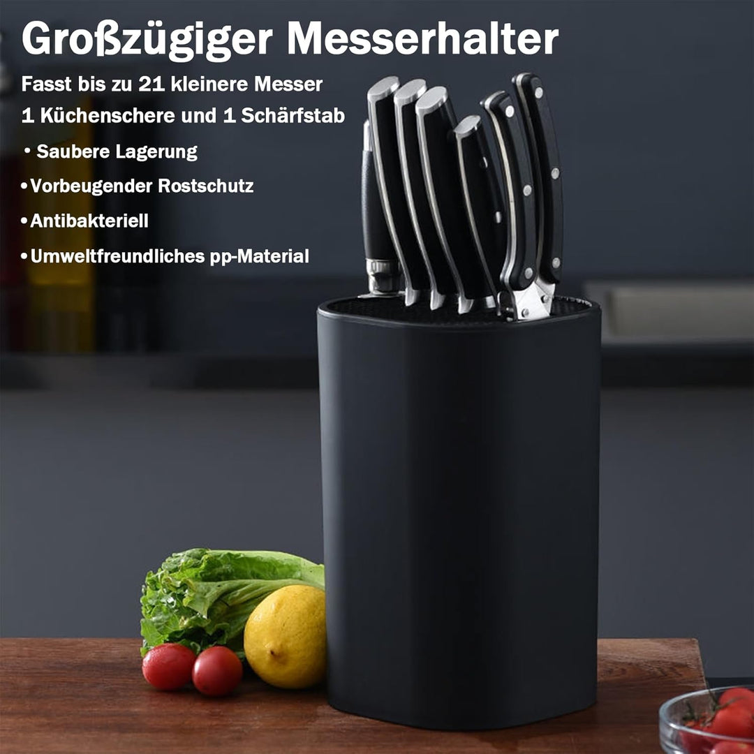 Messerblock Ohne Messer, Moderner Quadratischer Universal-Messerhalter mit 14 +2 Schlitzen und Drain