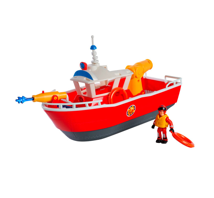 Simba 109252580 - Feuerwehrmann Sam Feuerwehrboot Titan, 32cm, schwimmendes Spielzeug-Schiff, ab 3 J