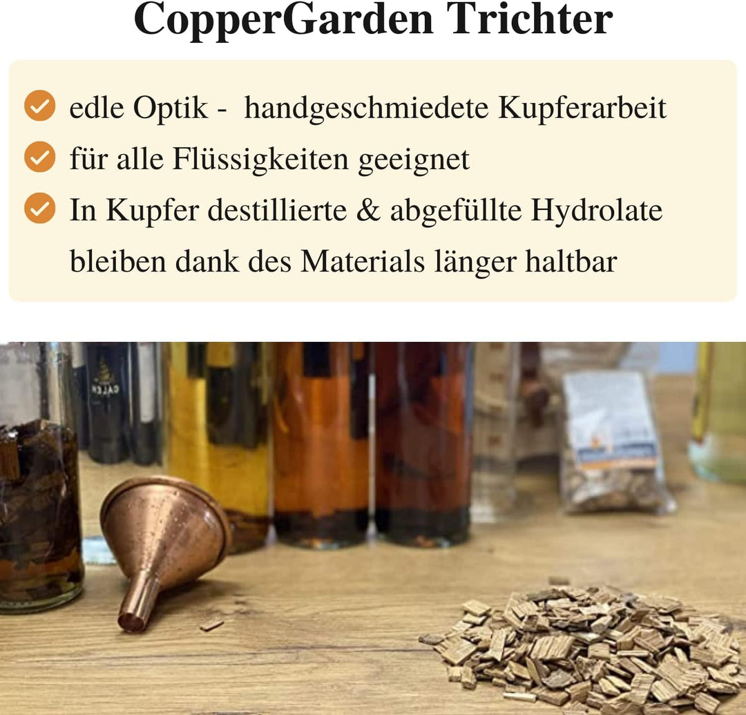CopperGarden Trichter aus blankem Kupfer I Einfülltrichter 20cm Durchmesser I Kupfertrichter zum Ein