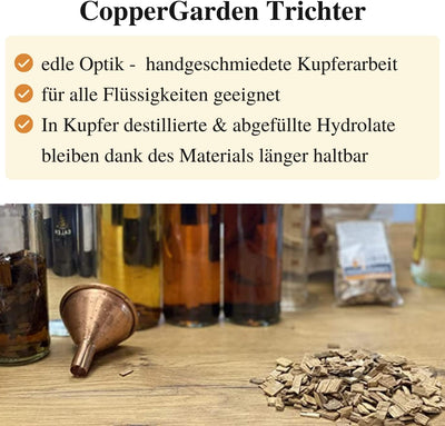 CopperGarden Trichter aus blankem Kupfer I Einfülltrichter 20cm Durchmesser I Kupfertrichter zum Ein
