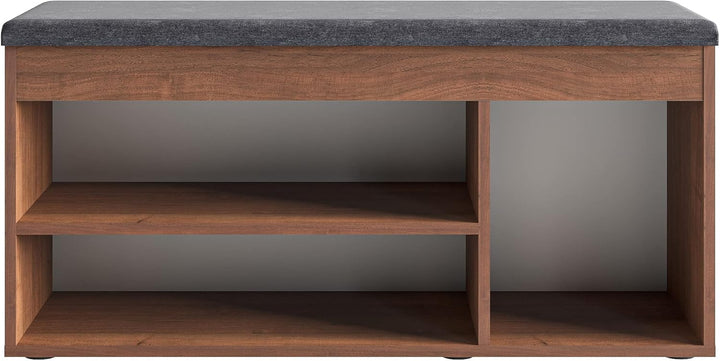 KOMTO Schuhbank mit Sitzfläche - Schuhregal Bank mit Stauraum Nussbaum 100 x 48 x 32 cm Schuhschrank
