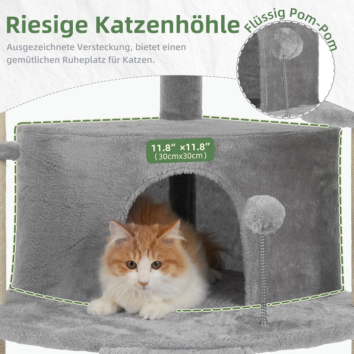 Gitelsnour Eck-Kratzbaum, Katzenbaum für Innenbereich, Mehrstöckiges katzenkratzbaum mit vollständig