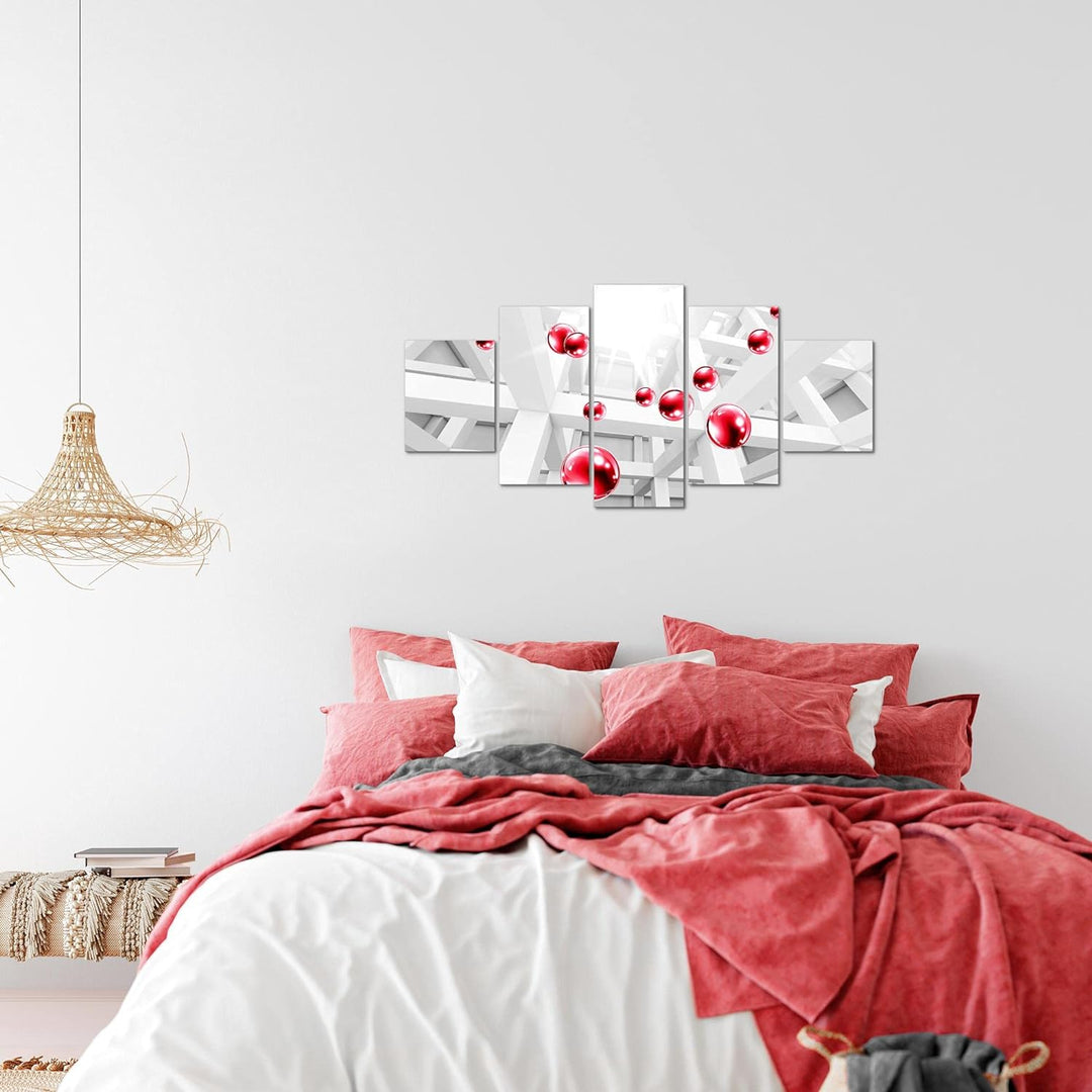 Runa Art Wandbilder Abstrakt Kugel 5 Teilig Bild auf Vlies Leinwand Deko Wohnzimmer Schlafzimmer 3D