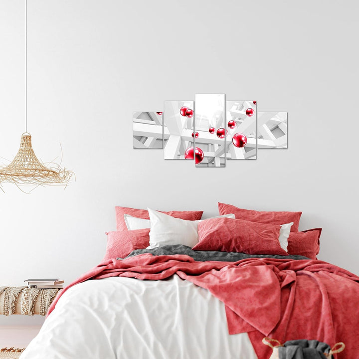 Runa Art Wandbilder Abstrakt Kugel 5 Teilig Bild auf Vlies Leinwand Deko Wohnzimmer Schlafzimmer 3D