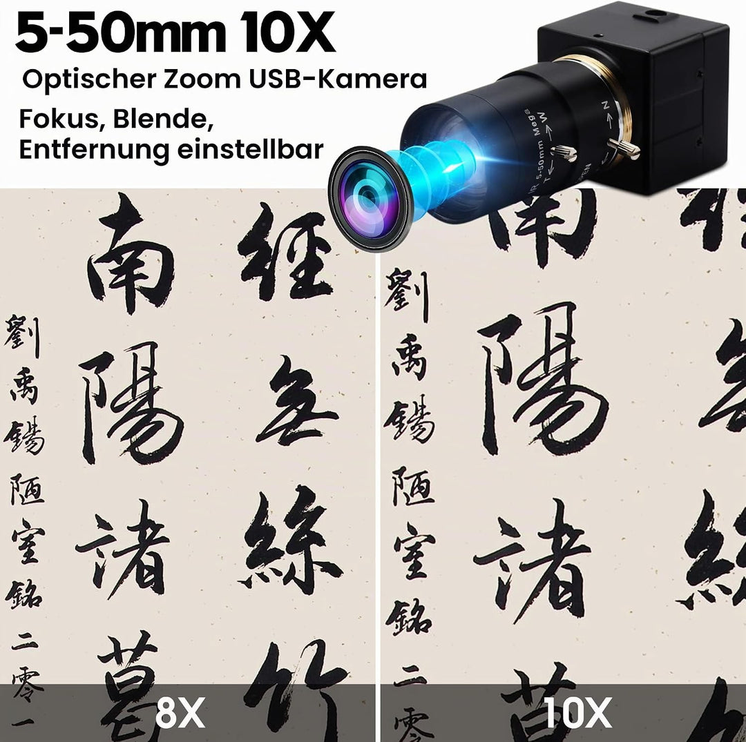 ELP 1080P USB Kamera 5-50mm 10-Fach optisches manuelles Zoomobjektiv, 2 MP USB-Kamera mit CMOS OV271