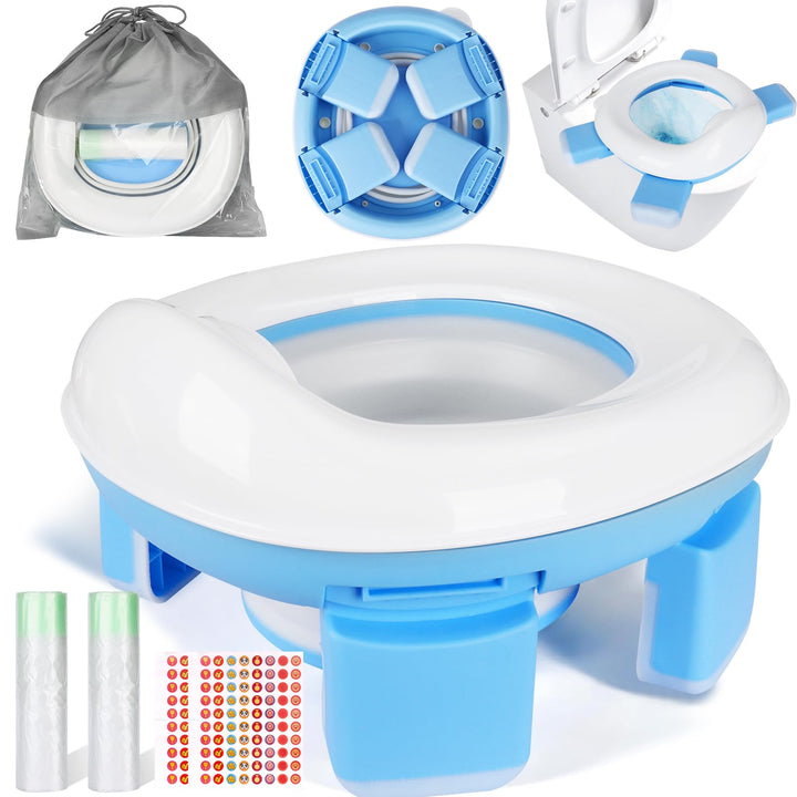 Toilettensitz Kinder,Töpfchen für Unterwegs,Reisetöpfchen mit 40 Stück Töpfchenbeutel,Töpfchen Train
