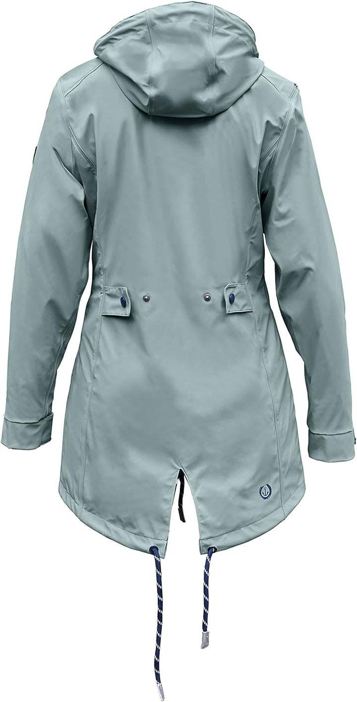 MADSea Damen Regenmantel Friesennerz gestreiftes Innenfutter Lindgrün 38 hellblau, 38 hellblau