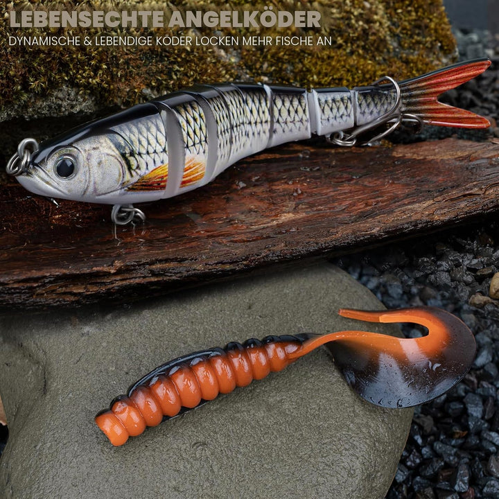 THKFISH Angelköder-Set, 299 Stück Angelzubehör Ausrüstung, Angelset Angelsachen Angelkoffer Köderbox