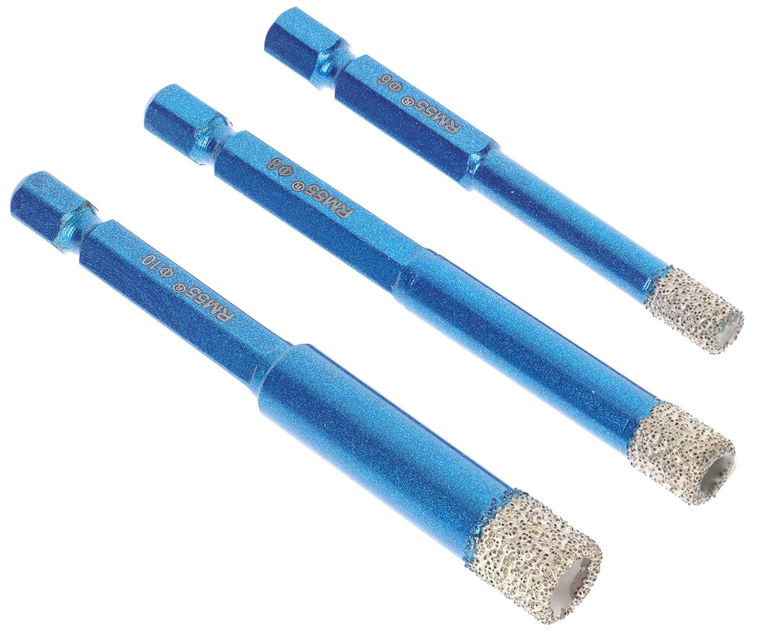 PRODIAMANT Fliesenbohrer 6mm, 8mm, 10mm Set Diamantbohrer für harte Fliesen und Feinsteinzeug mit An