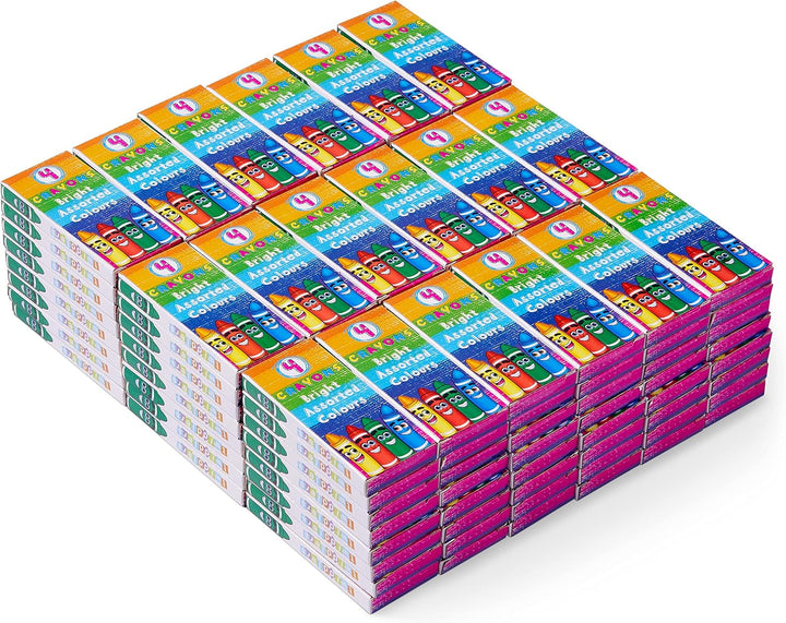 THE TWIDDLERS 144 Boxen Wachsmalstiften, 4 Farben - Gastgeschenke, Mitbringsel, Mitgebsel für Kinder