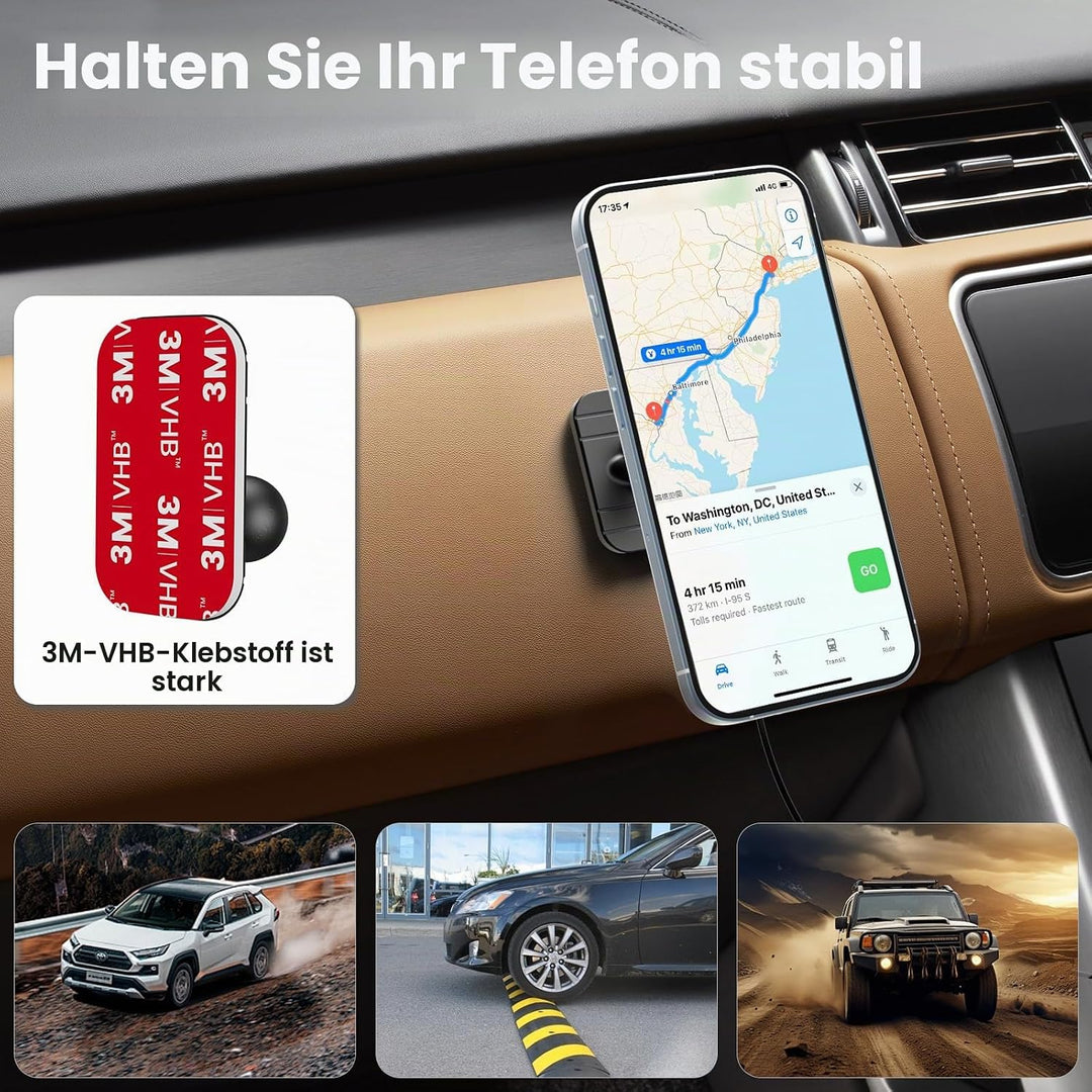 OHLPRO Magsafe Autohalterung mit Ladefunktion, 15W Schnellladegerät Magnetische Handyhalterung Auto