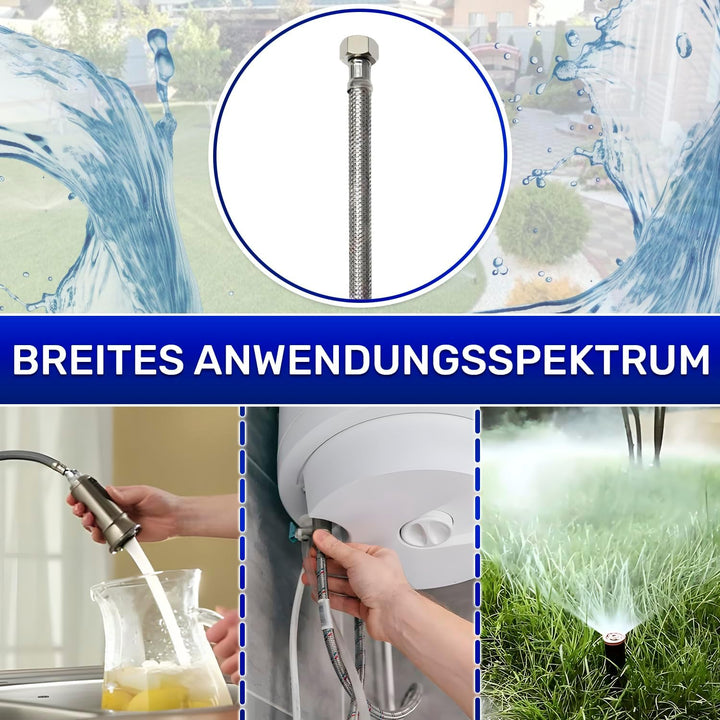 Flexibles Wasseranschluss 100 cm mit Edelstahlgewebe Innengewinde-Innengewinde 3/8” x 1/2” mit einem