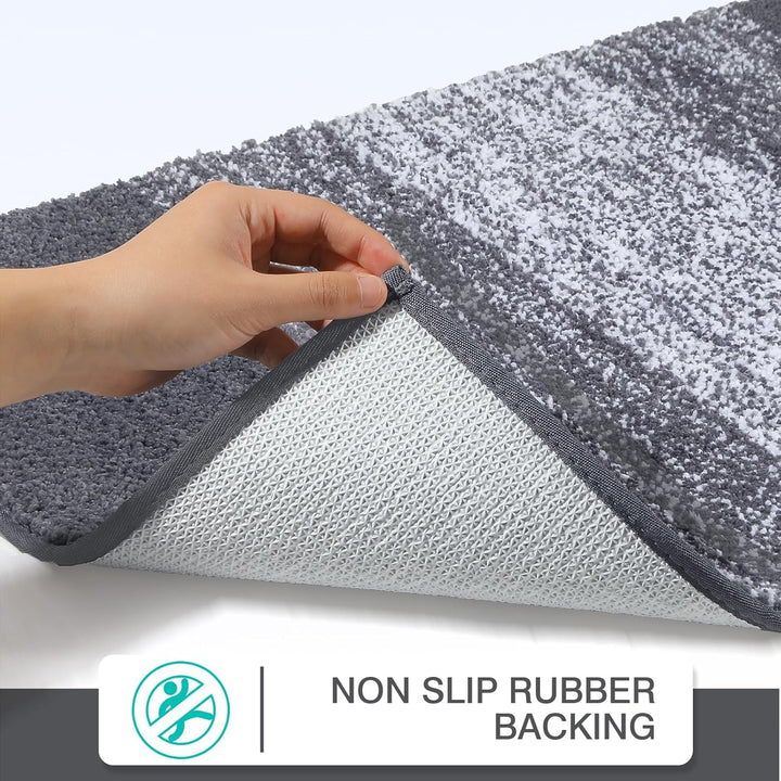 Super Weich Badematten Grau Mikrofaser Hochflor Badezimmerteppich rutschfeste Maschinenwaschbar Badt