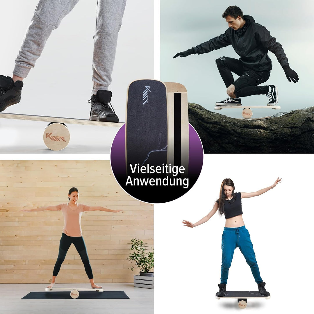 KM-Fit Balance Board | Balancebrett aus Holz | Indoor Skateboard Indoorboard | Surfboard, Surfbrett
