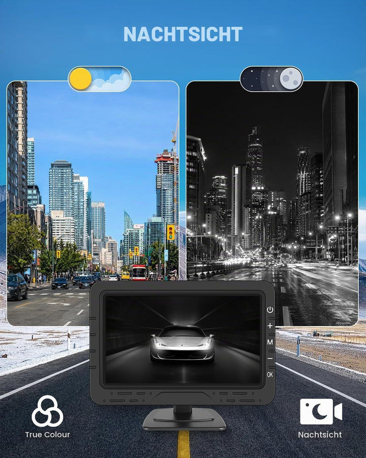 Hikity 4,3 Zoll Kabelloses Universelles Rückfahrkamera-System für Mini-Auto, Van, SUV, Pickup, Anhän