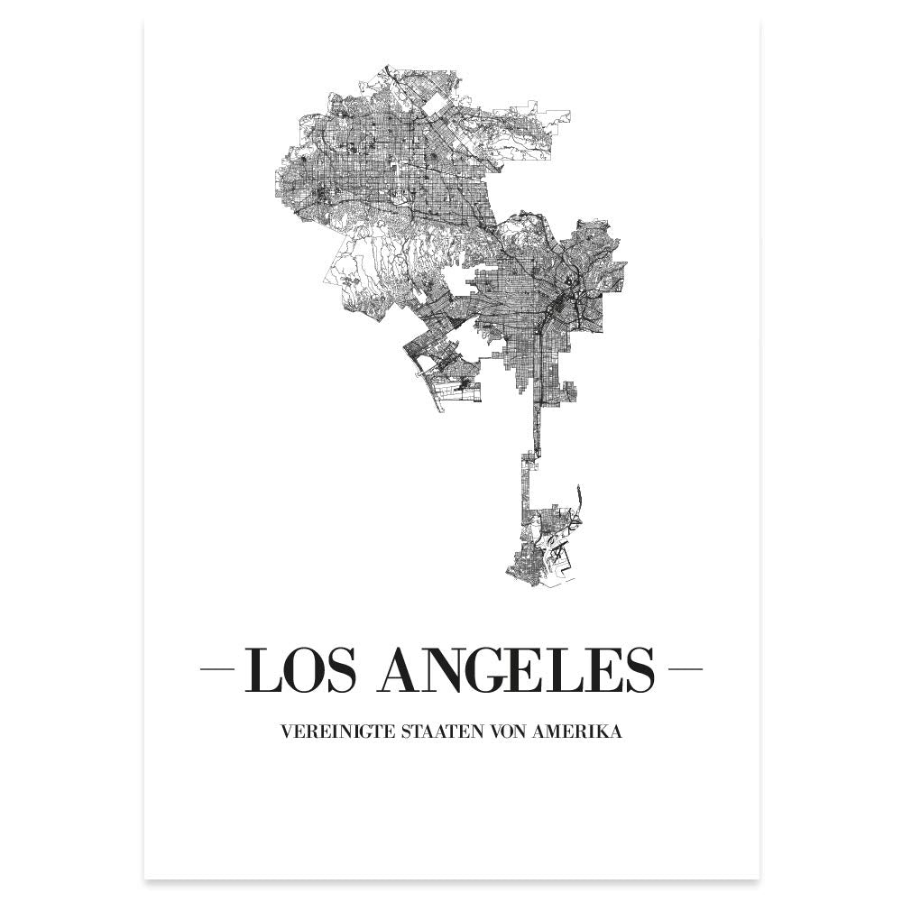 JUNIWORDS Stadtposter, Los Angeles, Wähle eine Grösse, 40 x 60 cm, Poster, Schrift A, Weiss 40 x 60