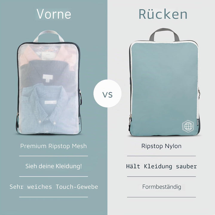 Grosses Packwürfel-Set mit durchsichtigem Netz, Kompressions-Verpackungswürfel, Reise-Organizer (sta