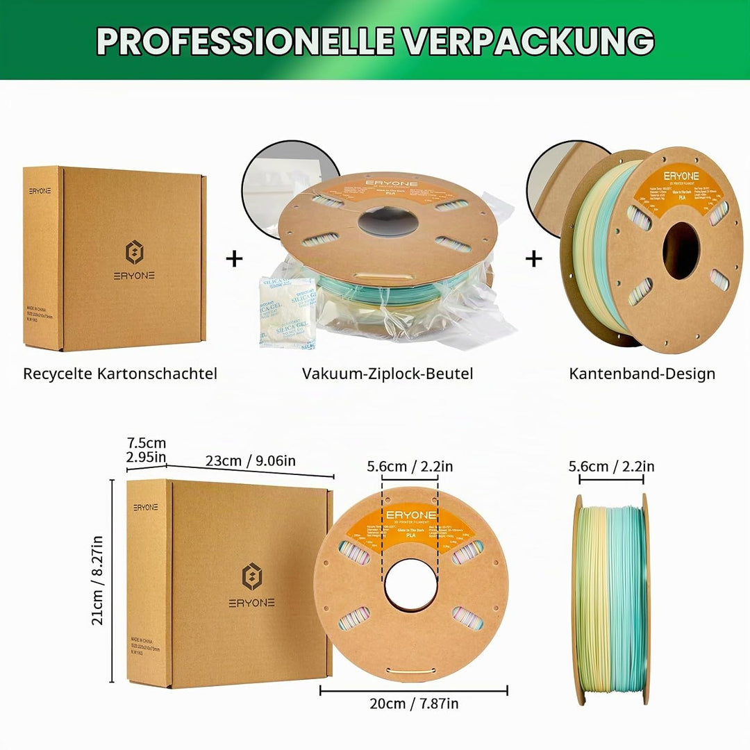 ERYONE PLA Filament for 3D Printer, 3D-Drucker-Filament, 1.75mm +/-0.03mm, Leuchtet PLA Filament, Le