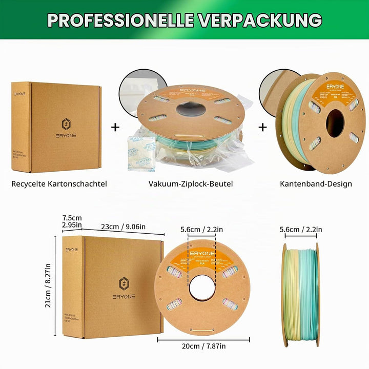 ERYONE PLA Filament for 3D Printer, 3D-Drucker-Filament, 1.75mm +/-0.03mm, Leuchtet PLA Filament, Le