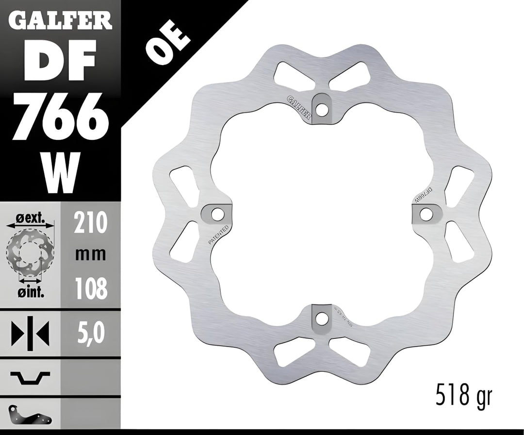 GALFER Wave Bremsscheibe "DF766" W - Bremsscheibe starr (KBA), hinten MV AGUSTA