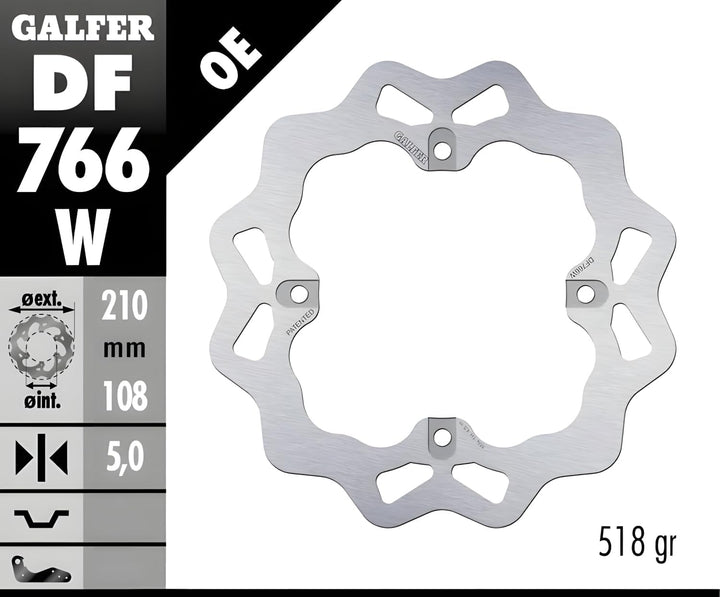 GALFER Wave Bremsscheibe "DF766" W - Bremsscheibe starr (KBA), hinten MV AGUSTA
