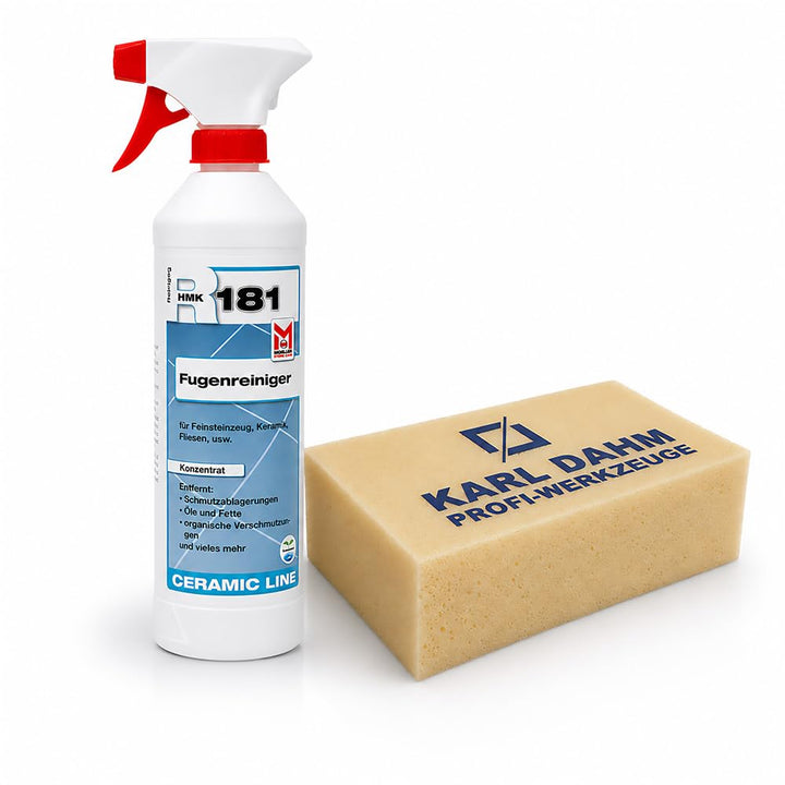 Karl Dahm Moeller Stone Care HMK R181 Fugenreiniger 0,5 l mit Hydroschwamm, alkalisches Reinigungsko