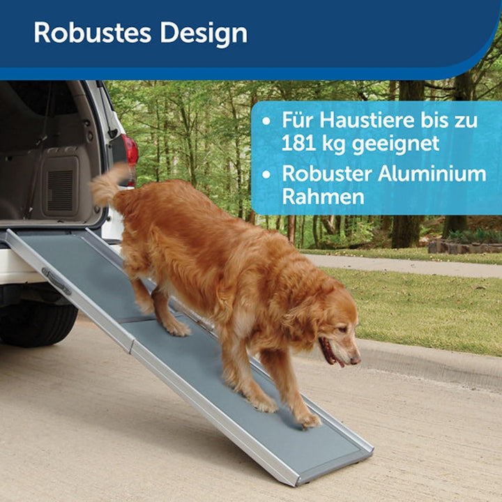 PetSafe Happy Ride Teleskop-Hunderampe, Leichteres Ein- und Aussteigen für Hunde, Rutschfest, XL, Bi