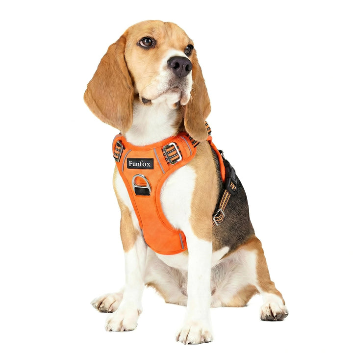 Funfox Hundegeschirr Mittelgrosse Hunde [M] - Verstellbares Anti-Zug Brustgeschirr mit Griff & Refle