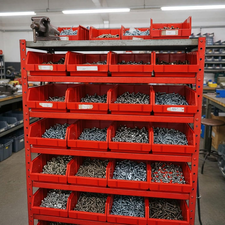 Rodopi 26er Set Stapelboxen, Grösse M | Sichtlagerkästen 230x150x130mm | Robuste Lagerboxen für Werk