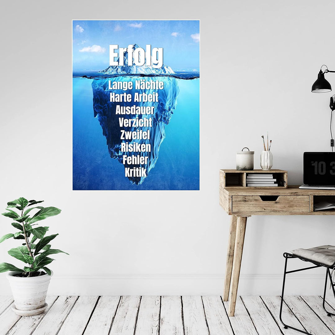 wandmotiv24 Poster als Wanddeko, Grösse 80x60cm, Erfolg Eisberg, Arktis, Arbeit, Moderne Wanddeko, W