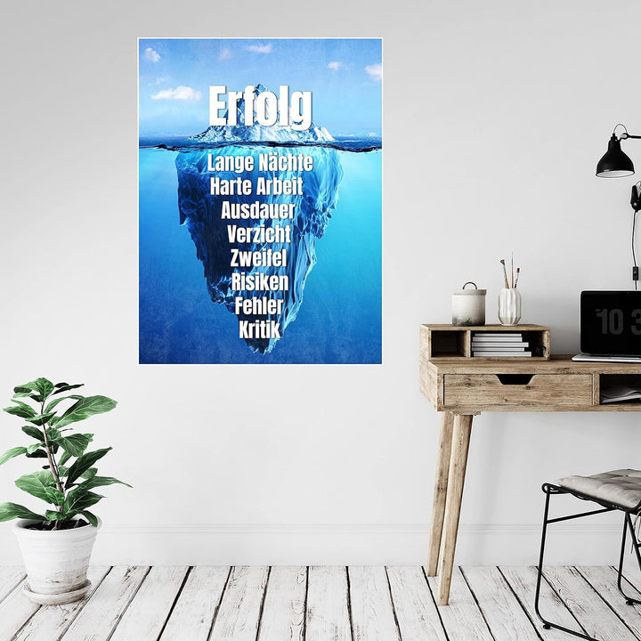 wandmotiv24 Poster als Wanddeko, Grösse 80x60cm, Erfolg Eisberg, Arktis, Arbeit, Moderne Wanddeko, W