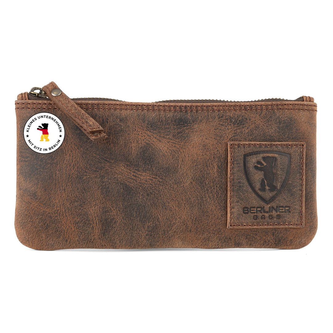 Berliner Bags Vintage Federmäppchen Etui aus Leder mit YKK Reissverschluss, Federmappe für Stifte -