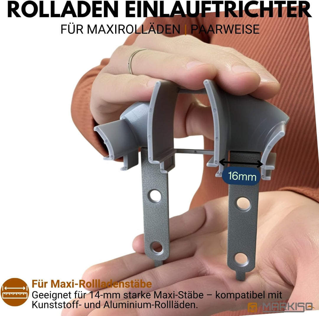 Rolladen Einlauftrichter Universal | Rolladenführung für Führungsschiene | Maxi | 10 Paar (20 Stück)