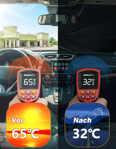 JOYTUTUS Sonnenschutz Auto Frontscheibe, [2024 Upgrade] 360°Drehbar Windschutzscheibe Sonnenschutz m