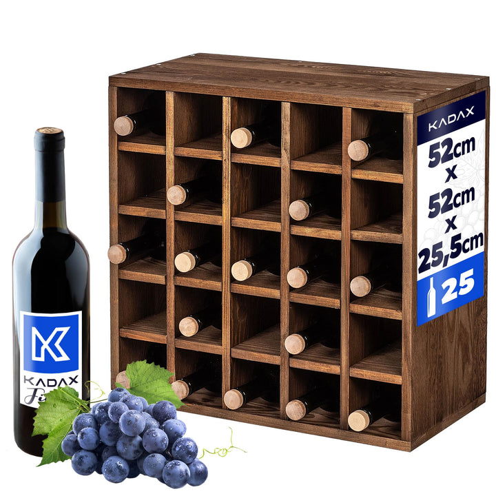 KADAX Weinregal aus Holz, 52 x 25.5 x 52 cm, Weinständer stapelbar, Regal für Flaschen, Weinschrank