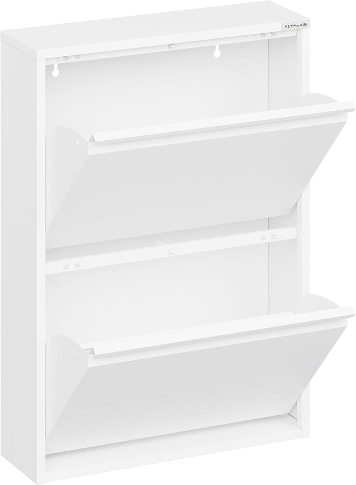 VEEHAUS Schuhregal Schmal Metall Schuhschrank Hoch Schuhkipper mit Magnetische Abdeckung Metall Mont