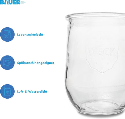 flaschenbauer.de WECK 12er Set 1L Einmachgläser zum befüllen - Weckglas Tulpenglas als Marmeladengla