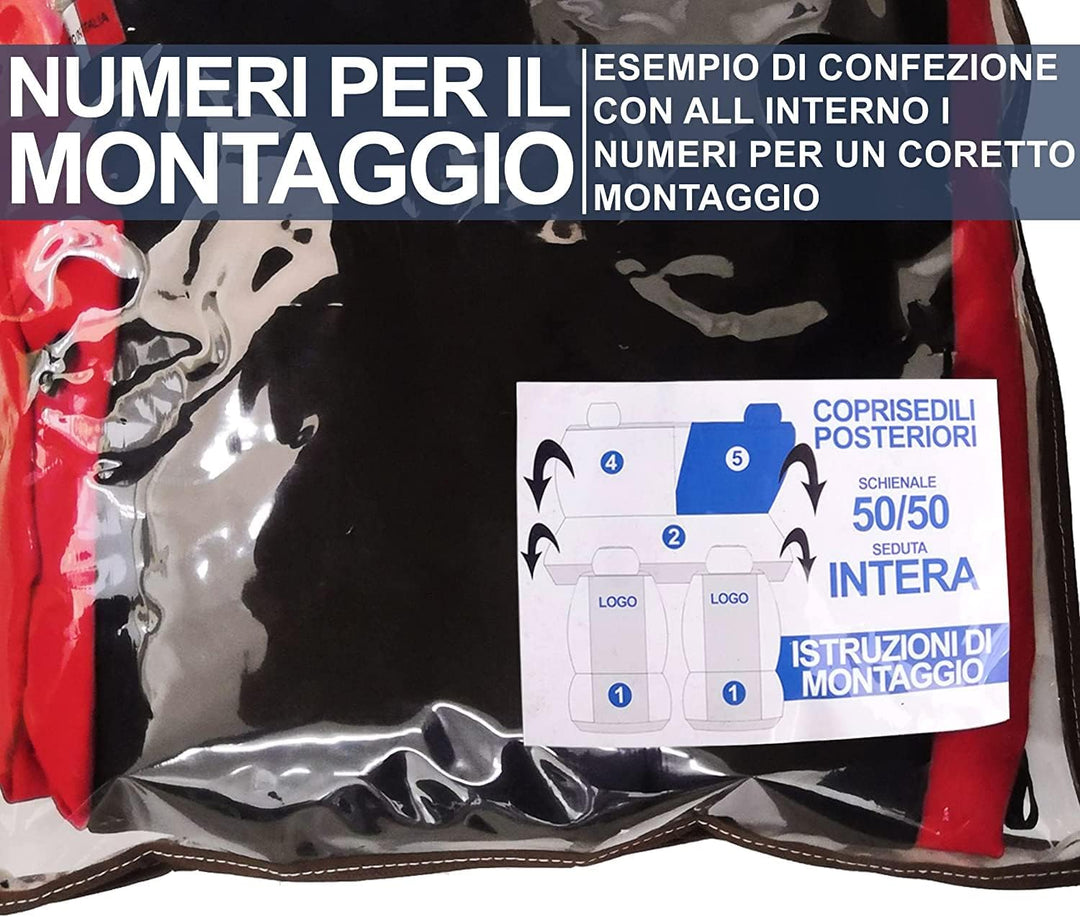 Rebeca Shop Kompatible Autositzbezüge | Made in Italy | Set für vorne und hinten | gesticktes Logo |