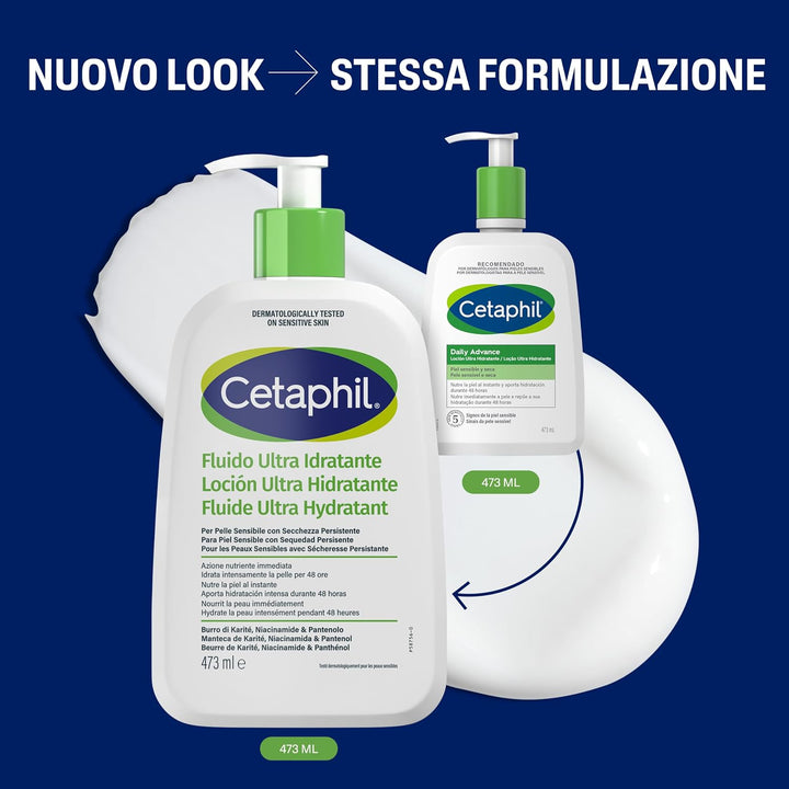Cetaphil Ultra feuchtigkeitsspendende Flüssigkeit, Gesichts- und Körpercreme, für Haut mit anhaltend