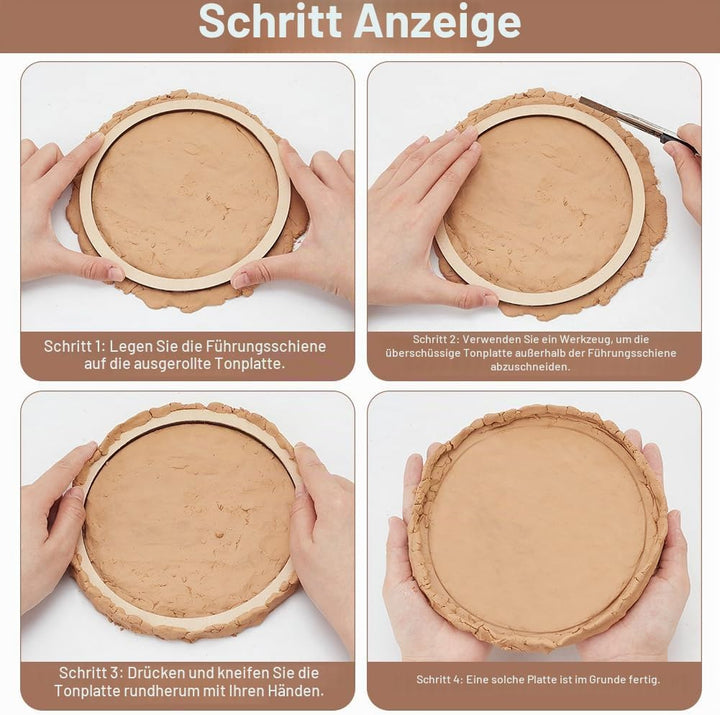 BENECREAT 11pcs Runde Töpferwerkzeuge, Hölzernes Konzentrisches Geometrisches Figurenschienen-Set Zu